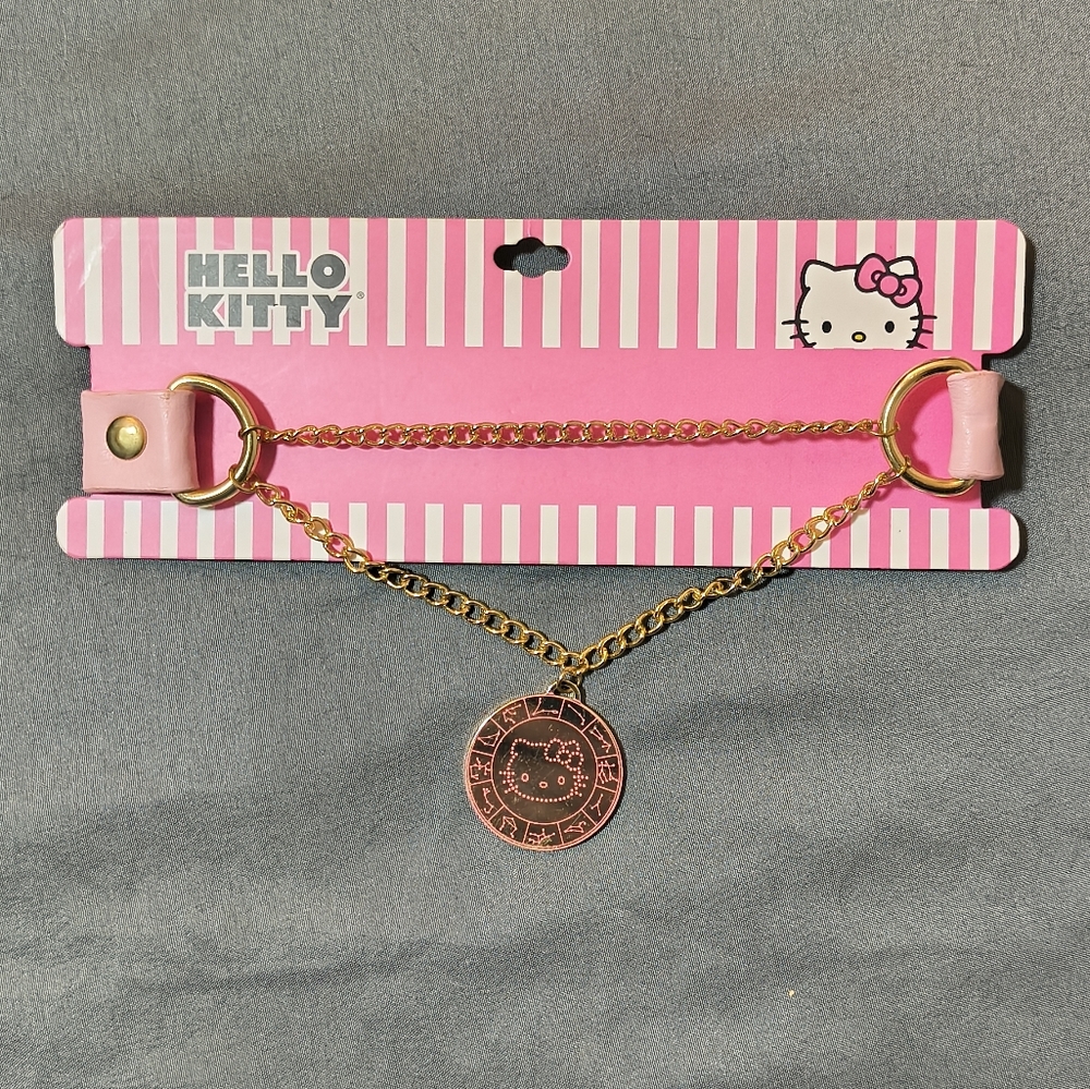 Hello Kitty Gold and Pink Zodiac Choker Collar Necklace Hot Topic NWT